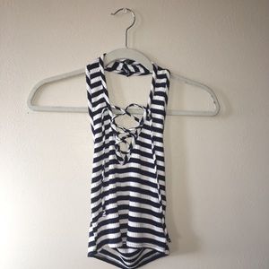 urban outfitters striped halter crop top